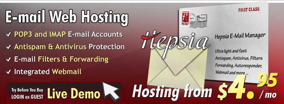 Web hosting with IMAP and POP3