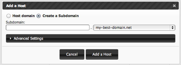 Create A New Subdomain