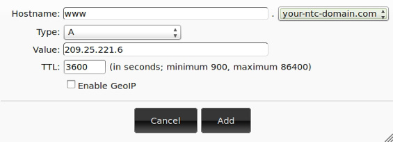 How to set TTL settings to a new record