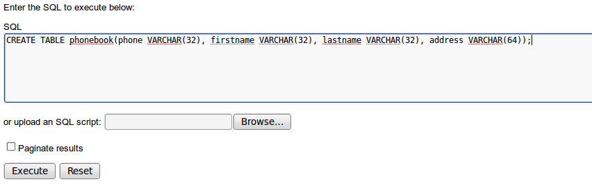 Execute SQL command Execute SQL command