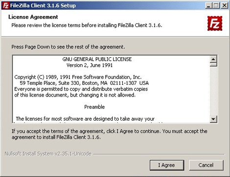 FileZilla installation wizard FileZilla installation wizard