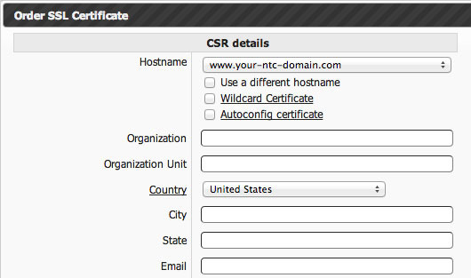 How to Generate an CSR Request via the Control Panel provided by NTC Hosting