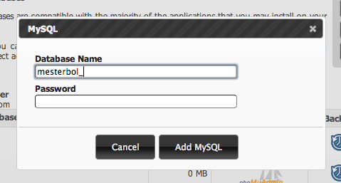 Creating MySQL database with NTC Database Manager