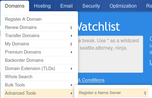 DNS record registration with Enom