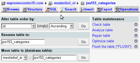 phpMyAdmin Alter Table