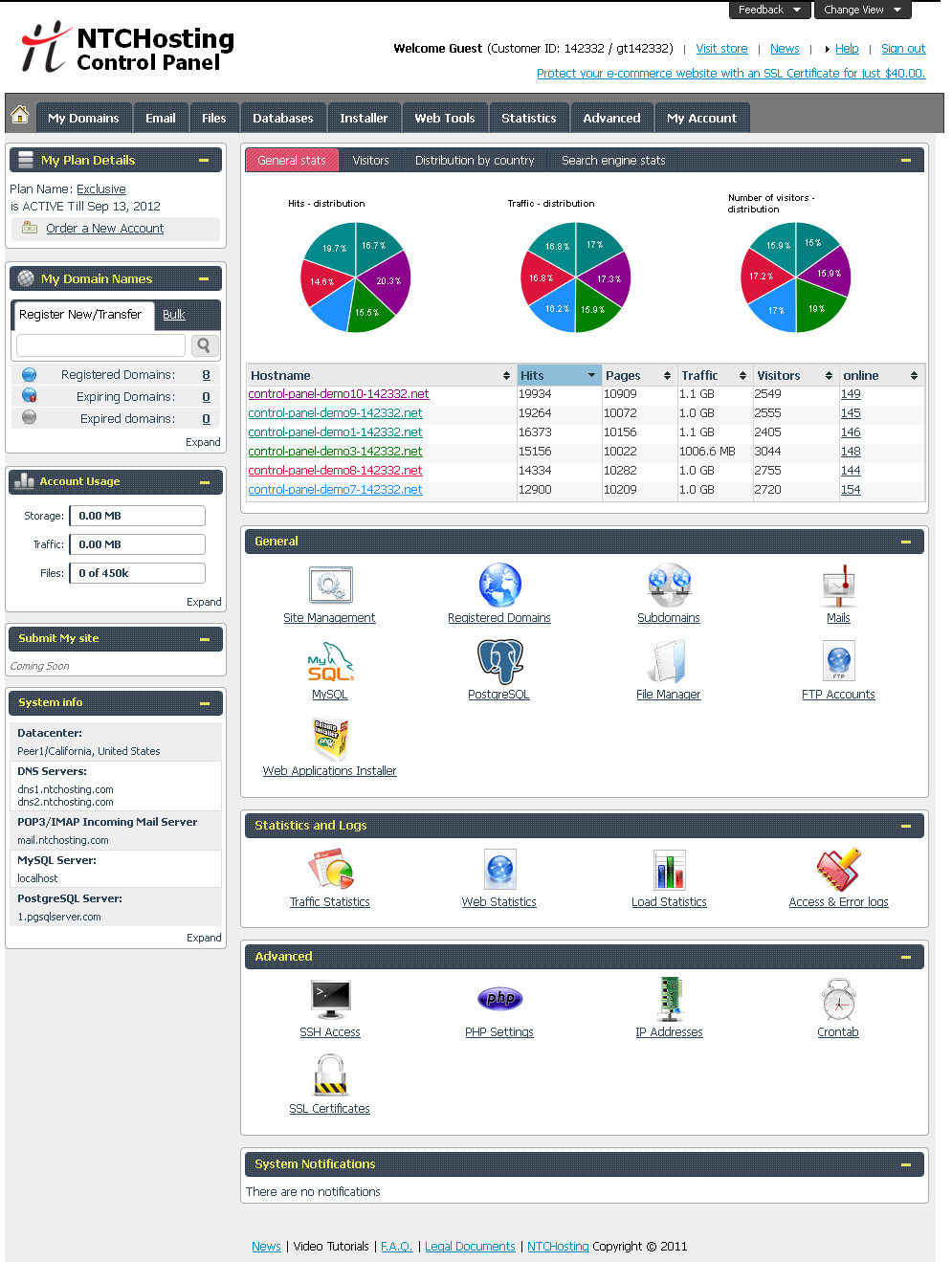 Web hosting control panel